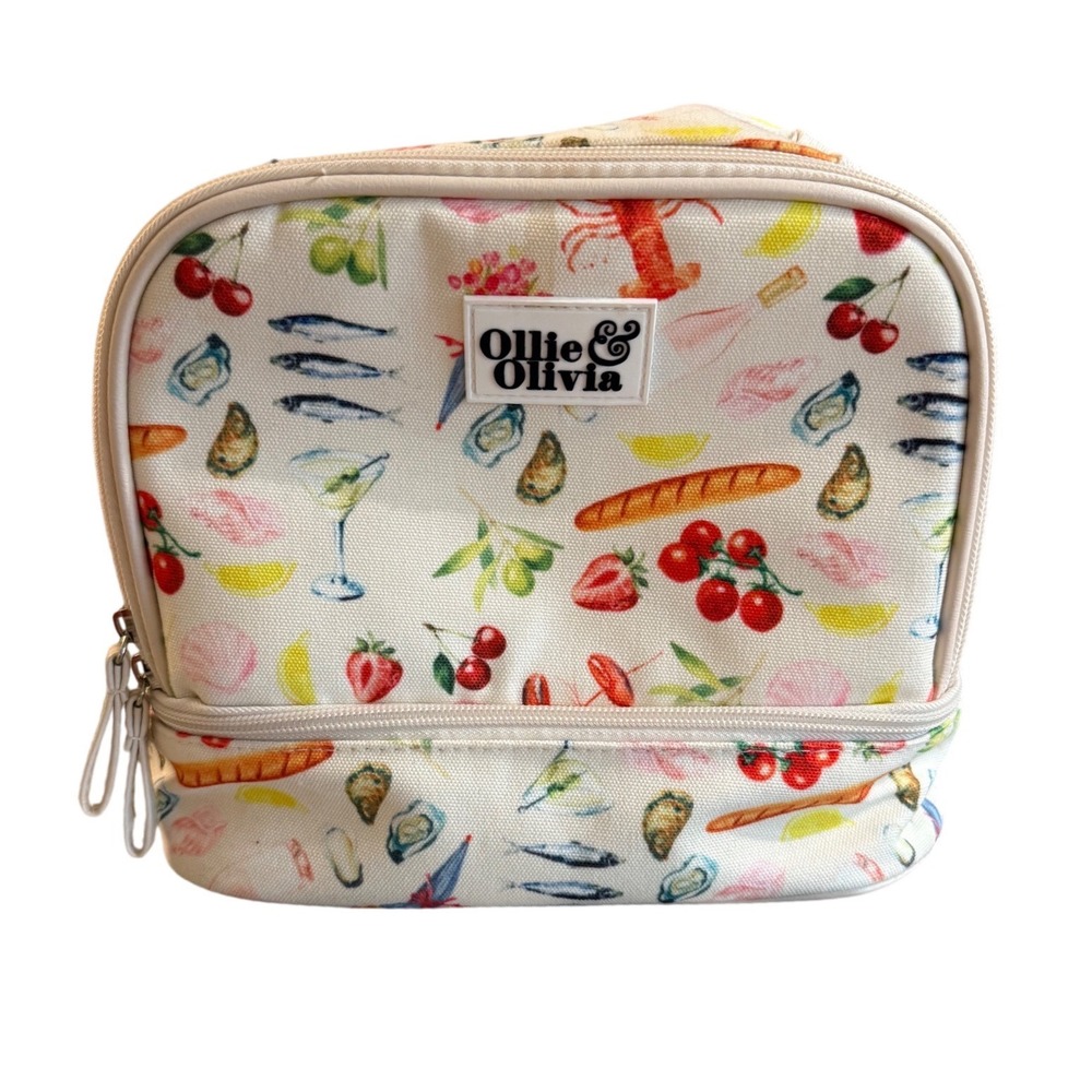 Ollie & Olivia Mediterranean Food Print Canvas Makeup lunch food cooler Case